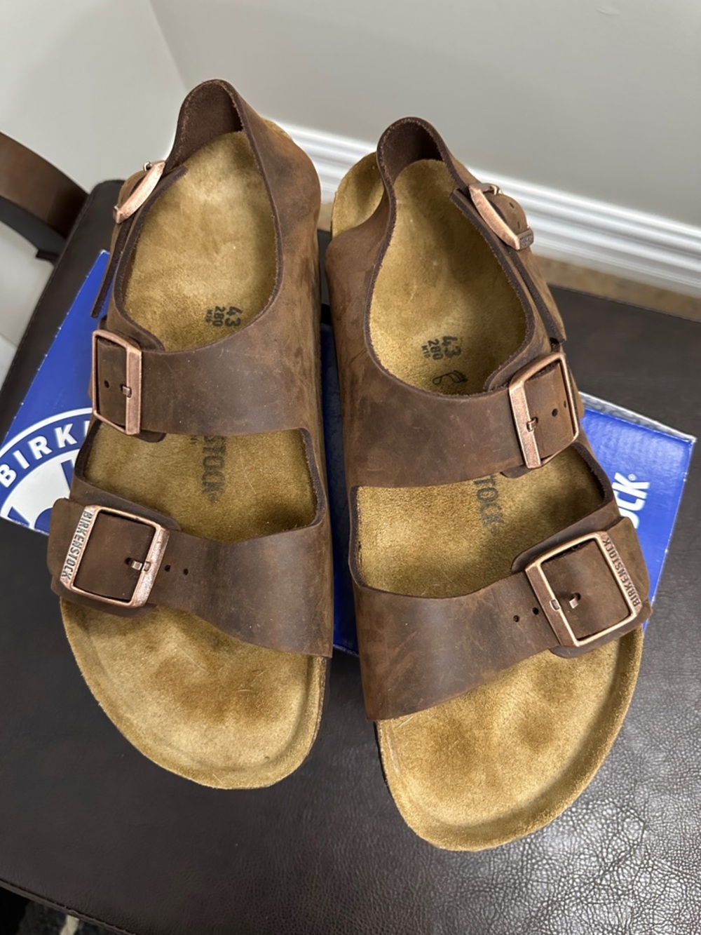 Sz43 New Men’s Birkenstock Havana Milano Oiled Leather Sandals - Picture 14 of 14